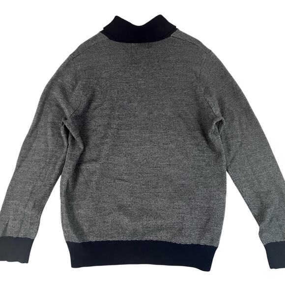 Banana Republic Merino Wool Sweater Mens Large Shawl Collar Blue Birdseye Knit - Picture 4 of 9